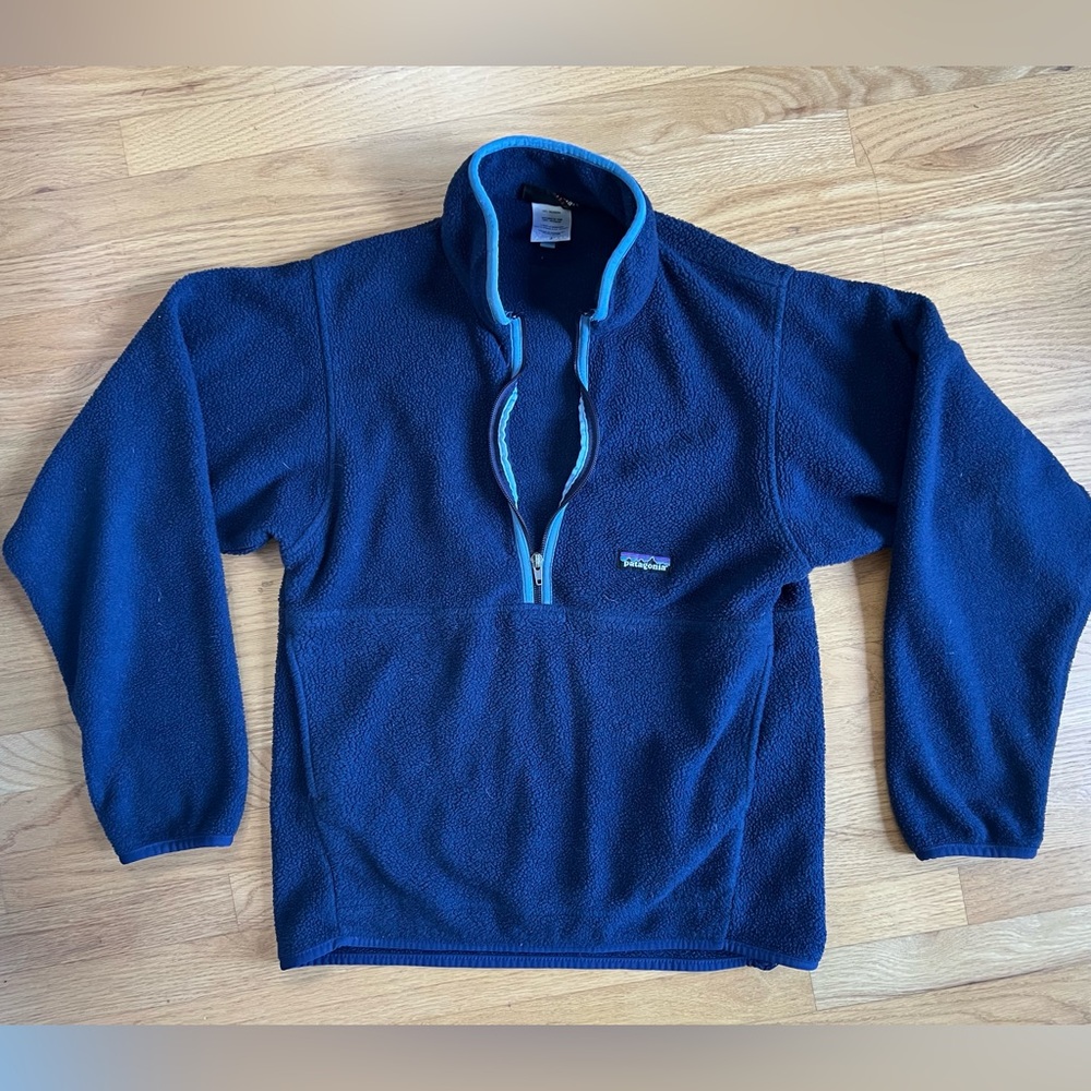 Patagonia Fleece Half Zip Pullover- Navy Blue, Small